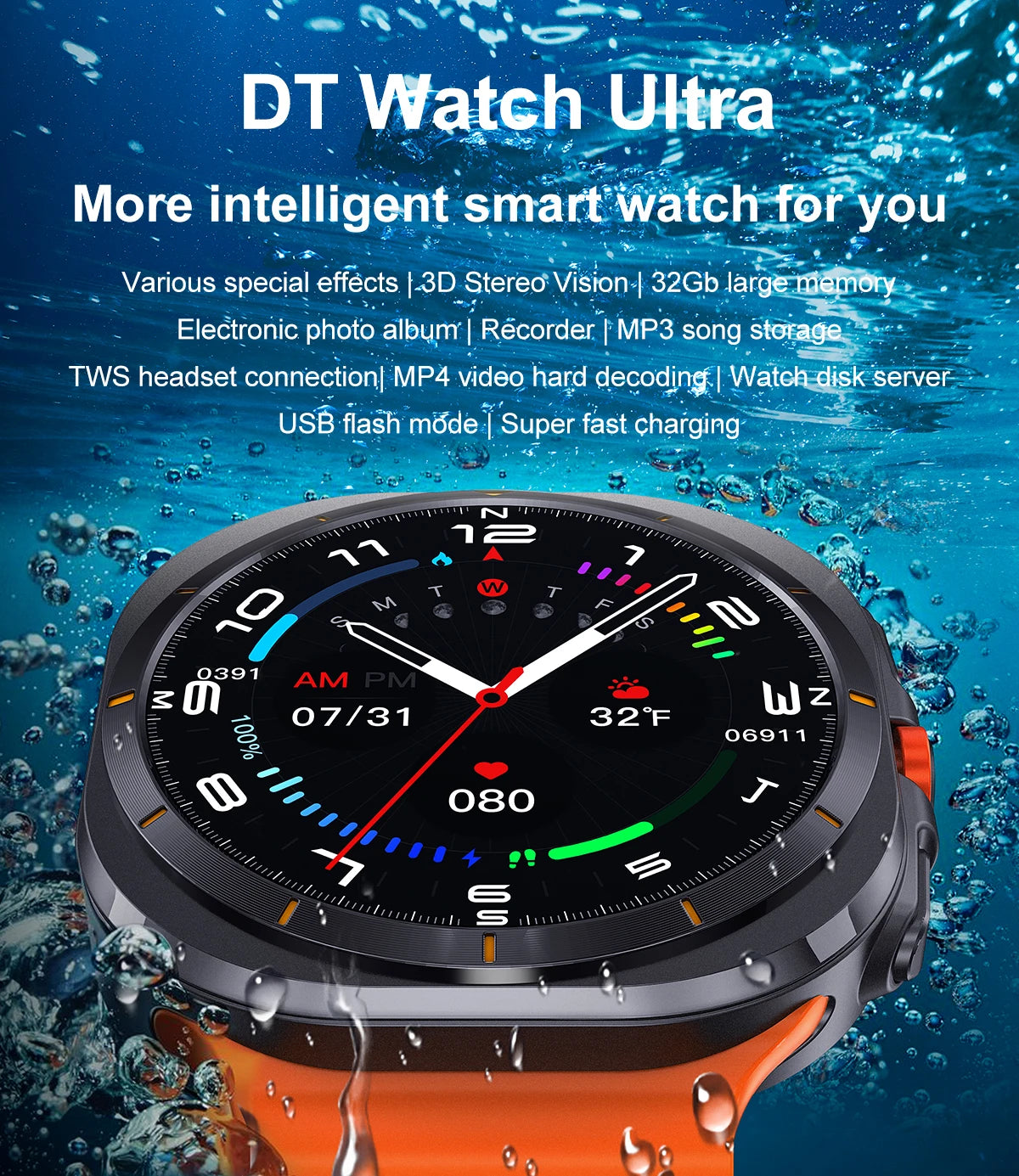 2024New Galaxy Watch 7 Ultra Smart Watch Men 32GB Memory Video GPS NFC 47mm AMOLED Fitness Tracker Health Smartwatch For Samsung