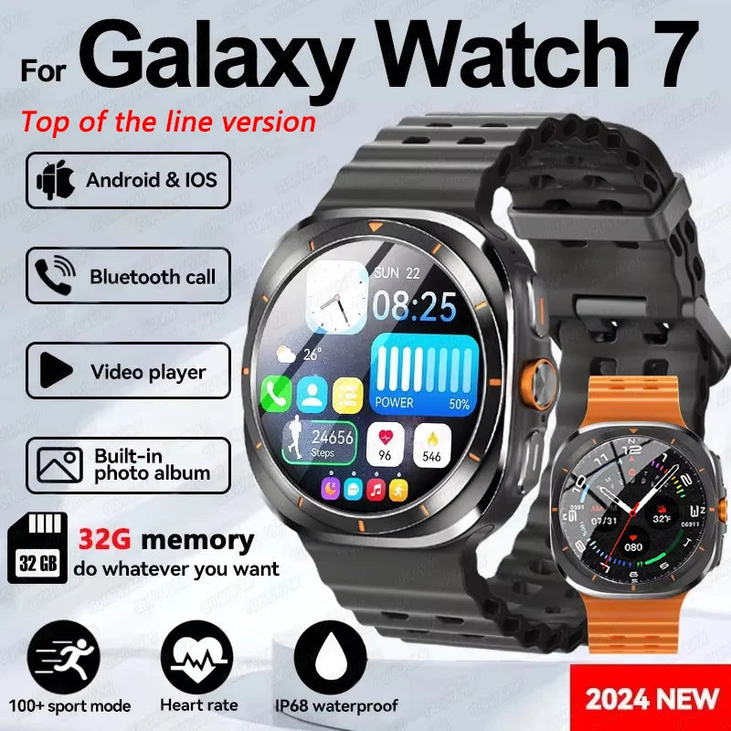 2024New Galaxy Watch 7 Ultra Smart Watch Men 32GB Memory Video GPS NFC 47mm AMOLED Fitness Tracker Health Smartwatch For Samsung